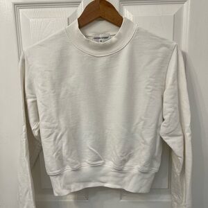 Cotton citizen white cropped pull over sweatshirt
